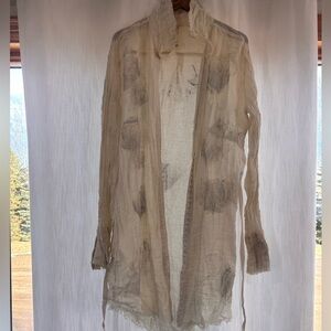 Jaga Sheer Cream Long Cardigan